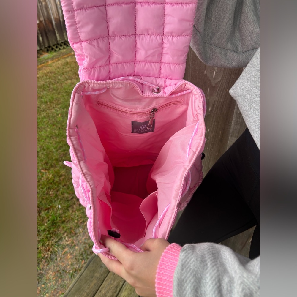 Girlie Girl Pink Puffer Quilted Backpack - Picture 3 of 4